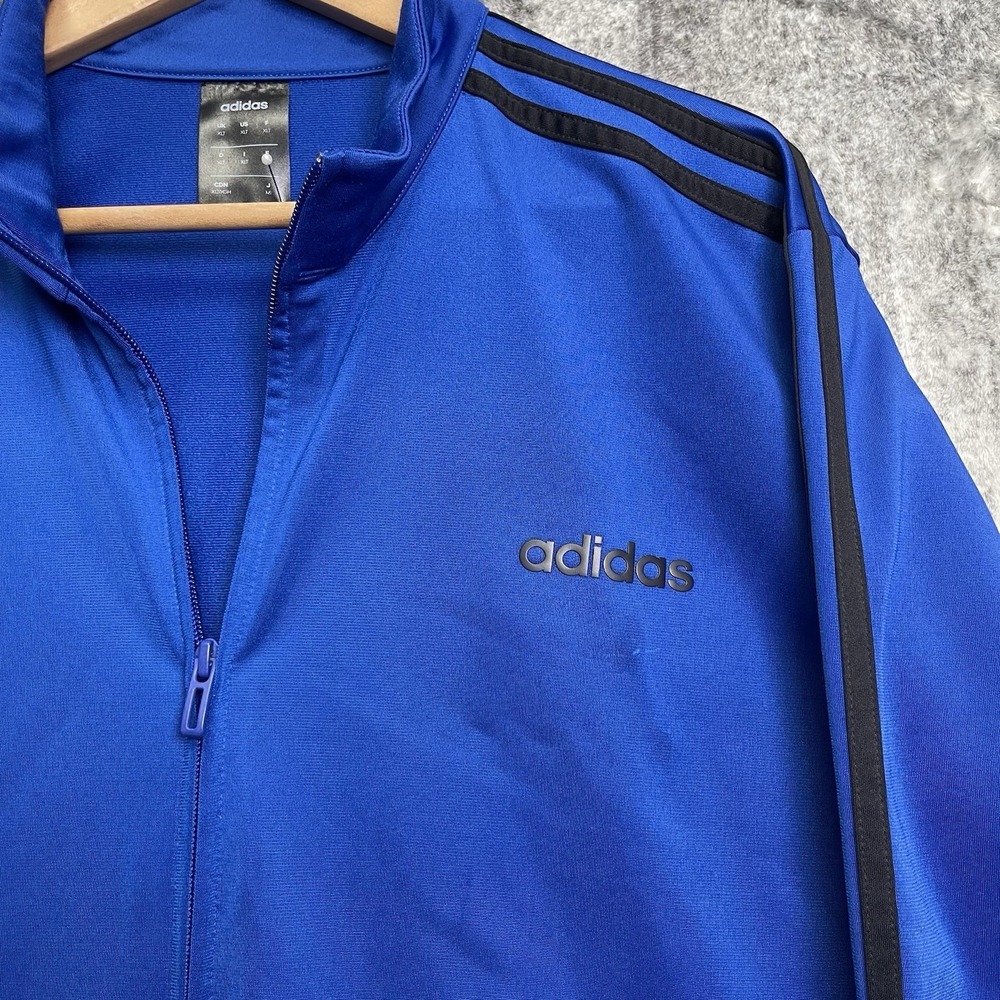 Adidas Collegiate 3 Striped Royal/Black XLT Full Zip Track Jacket Men's